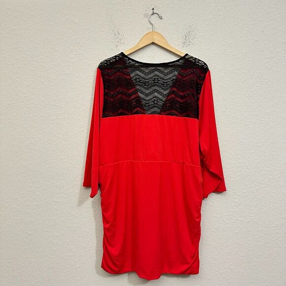 TORRID Surplice Top Womens Blouse Sz 5X Plus Red V-Neck 3/4 Sleeve Knit NWT - Picture 2 of 11